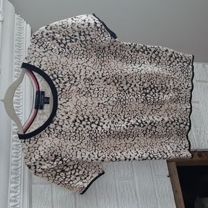 Women's Lands'end Knitted Short Sleeve Sweater Top Blouse Animal Print Size S